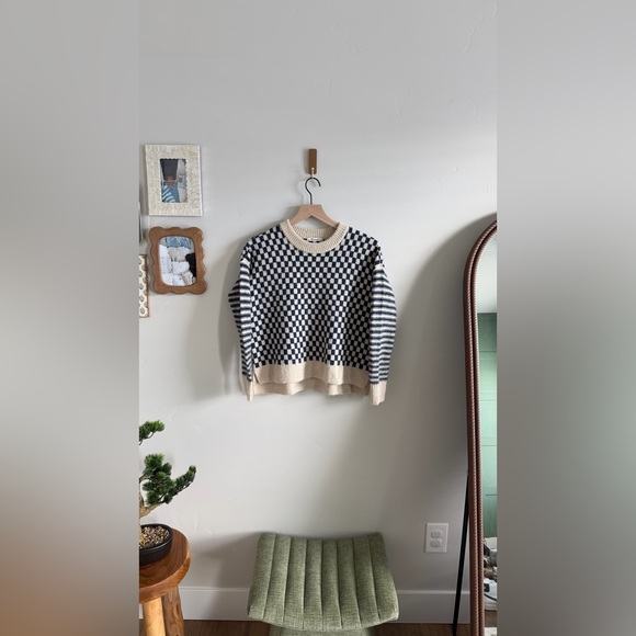 Madewell Crewneck Sweater in Checked Stripe - Picture 5 of 6